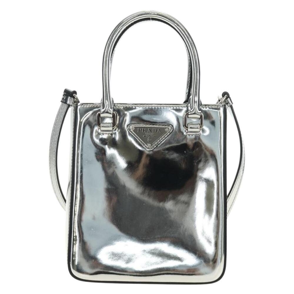Prada Patent Leather Handbag Silver